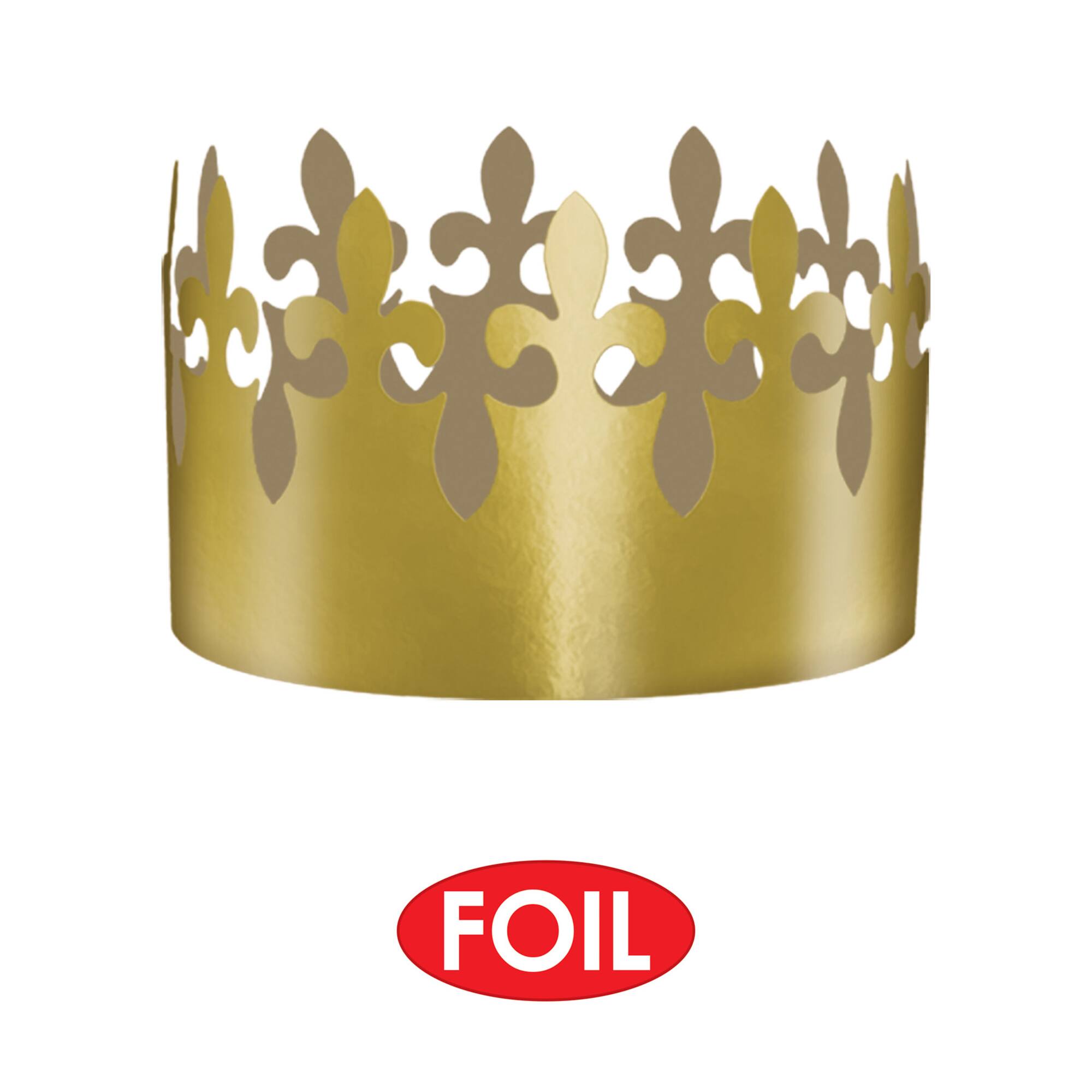 Beistle 3.75" Adjustable Gold Foil Fleur De Lis Crowns, 9ct.